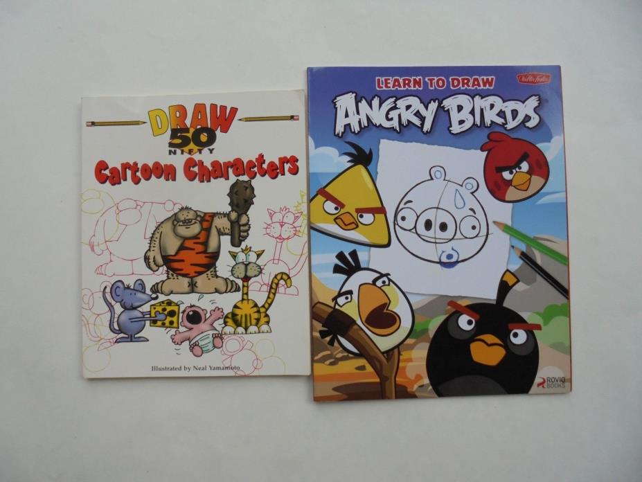2 Lot Draw Cartoon Characters Learn to Draw Angry Birds Art Drawing Instruction