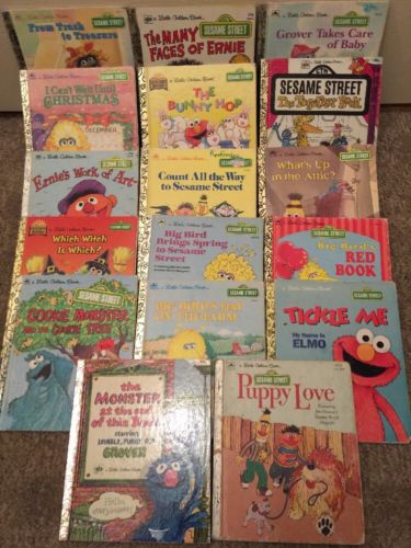 Lot of 17 Sesame Street Little Golden Books - Elmo, Grover, Big Bird, Ernie F