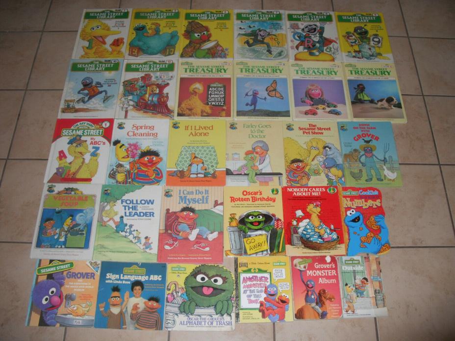 Sesame Street Book LOT Vintage Little Golden Book Kids Children Learning PBS TV