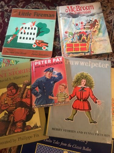 11 Antique Vtg Children’s Books Fairy Tales Police Firemen Giants Fab Lot!