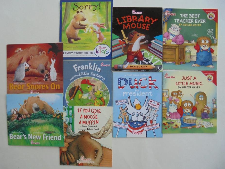 9 Lot Chick-fil-A Books Bear Numeroff Franklin Duck Mercer Meyer Library Mouse