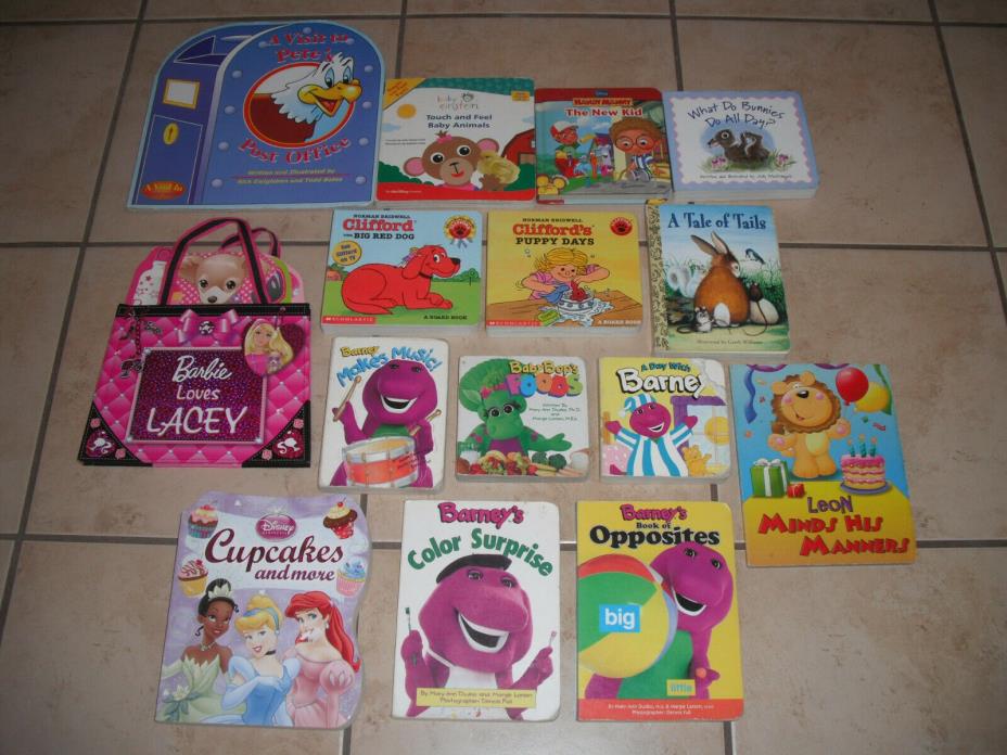 Kid's Board Book LOT Children's Baby Einstein Disney Barney Clifford Barbie HC