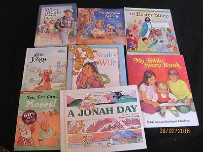 LOT of 8 Kids picture books Christian Sunday School Religion Jesus Jonah f14