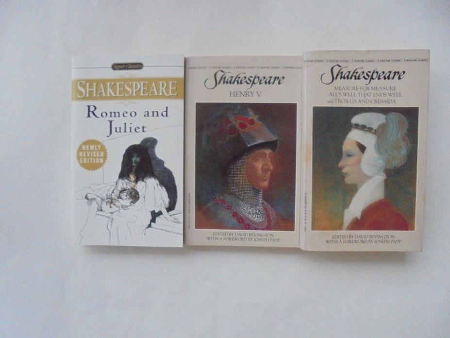 3 Lot PB Shakespeare Romeo Juliet Henry V Measure For All's Well Ends Troilus