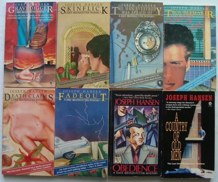 Lot of 13 Joseph Hansen - Brandstetter + 1970s - 90s mystery paperbacks - VG