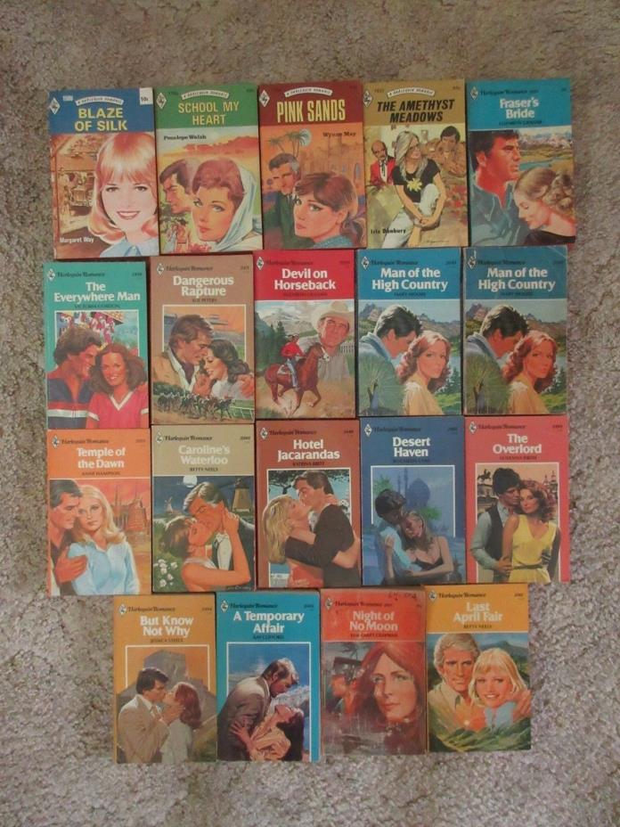 VINTAGE 1970's & 1980's HARLEQUIN ROMANCE BOOKS - LOT OF 19 - SEVERAL RED EDGE