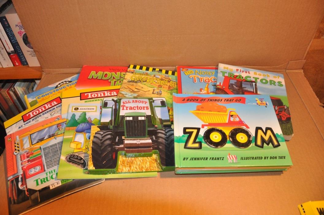 LOT of 11 books for young kids Trucks Tractors Heacy Duty Equipment, etc.