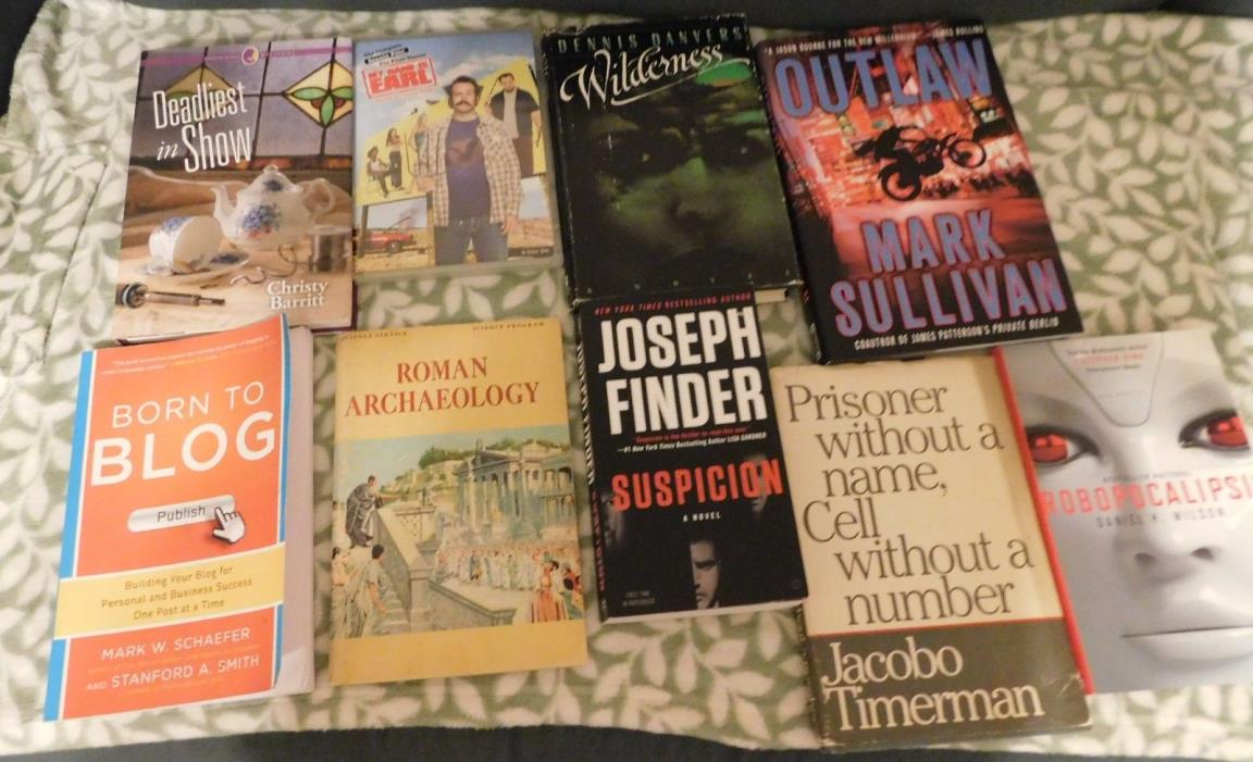 LOT OF 12  SUSPENSE BOOKS MIXED TITLES, PAPERBACK AND DVD MIXED NICE LOT!