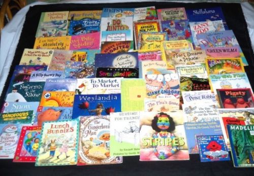 LOT 59 Reading Picture Books 29 NEW Age 2-12 Stellaluna Seven Blind Mice Pigtsy