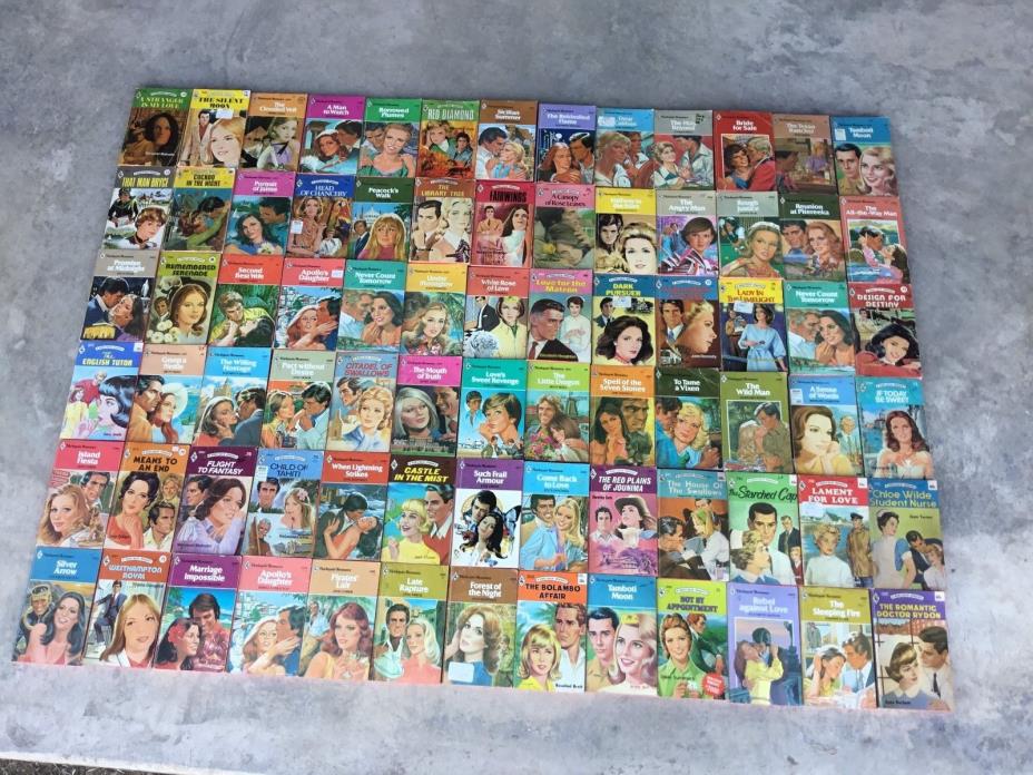 Lot of 78 Vintage Harlequin Romance Red Edge Paperback Books