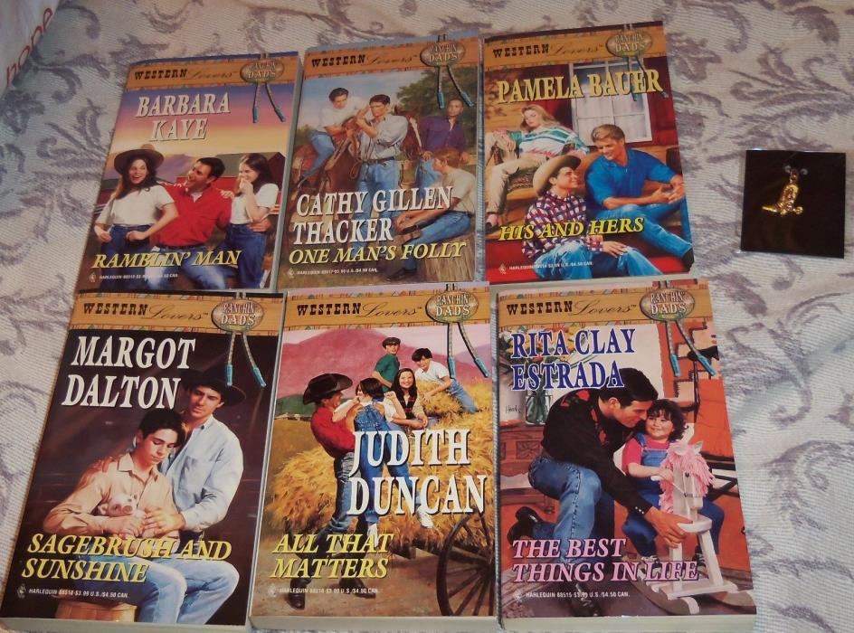 Harlequin western lovers 6 books Ranchin dads new 1980's His & her's one man's f