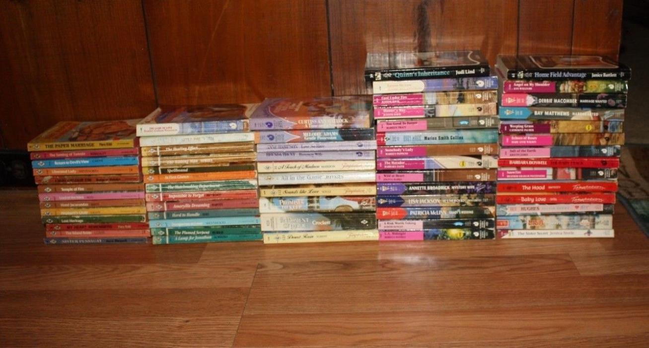 64 VINTAGE HARLEQUIN ROMANCE BOOKS 1970's, 80's AND 90's