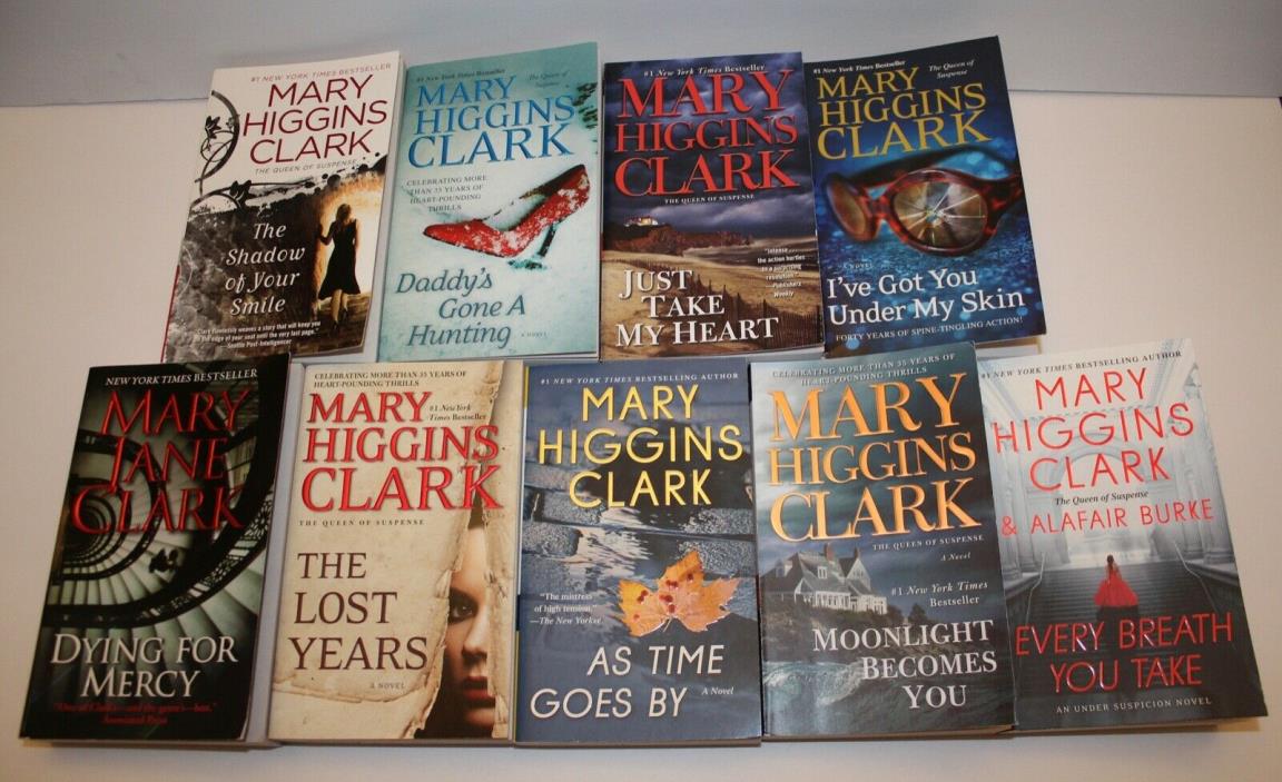 Nine Mary Higgins Clark Paperback Books, Bought New - Read Once