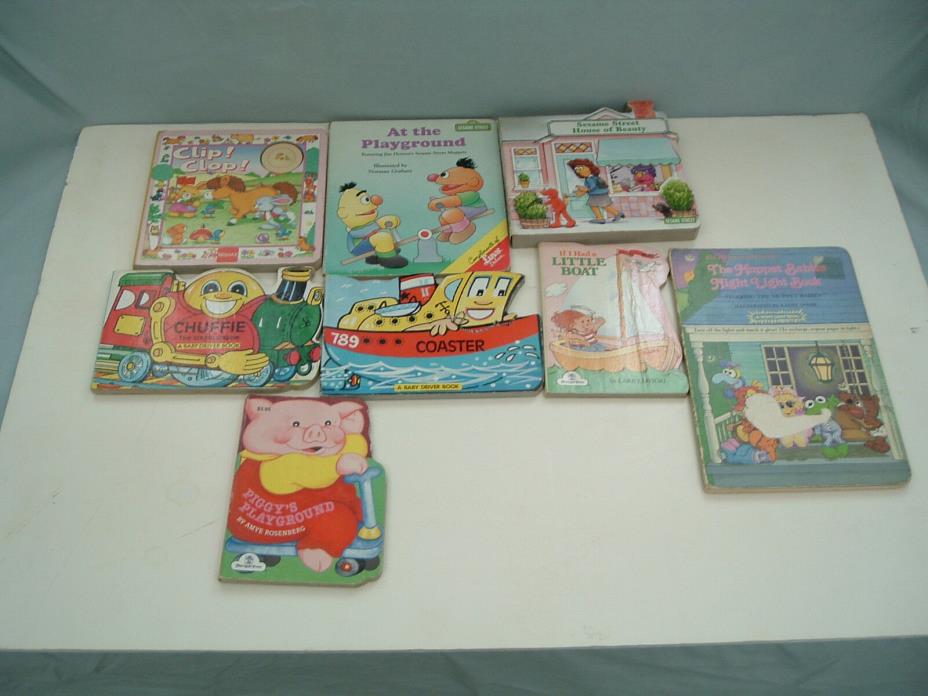 board chunky 8 book lot toddlers baby  boat, train,  sesame street,muppets, pony