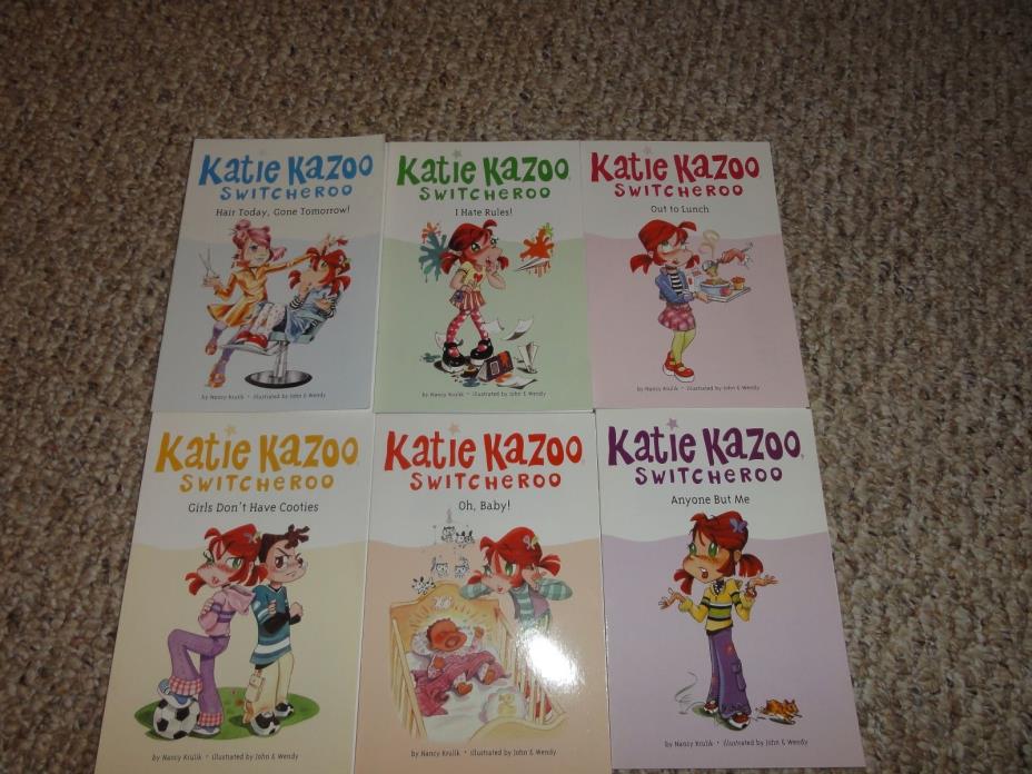 LOT OF 6 KATIE KAZOO SWITCHEROO CHAPTER BOOKS BY NANCY KRULIK (1-5 and 34)