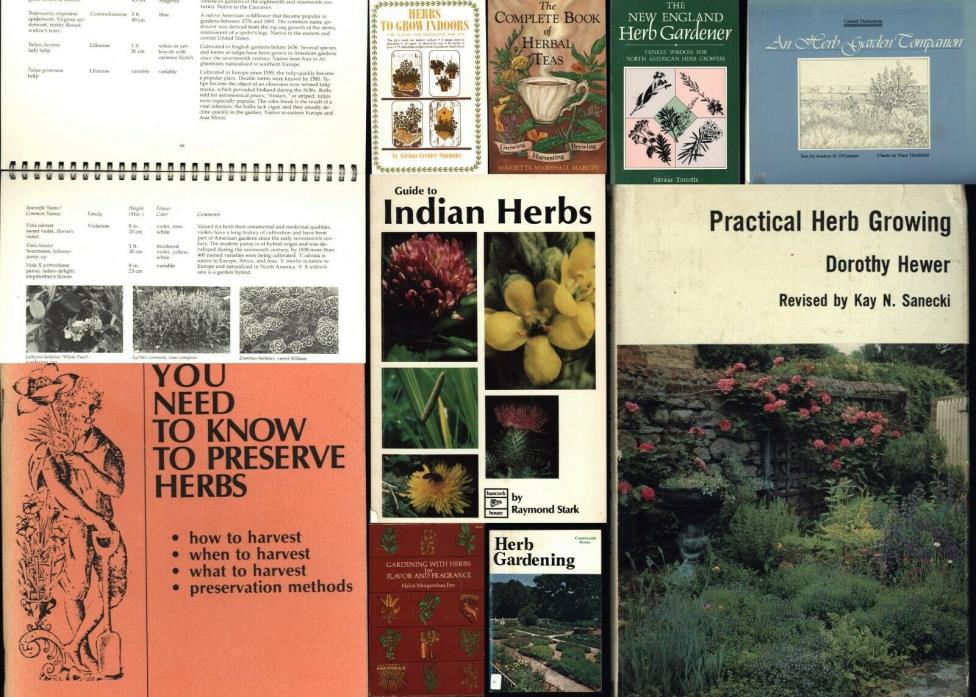 LOT OF 9 BOOKS ON HERBS - HERBALS - GROWING - COOKING - TEA - AND MORE...