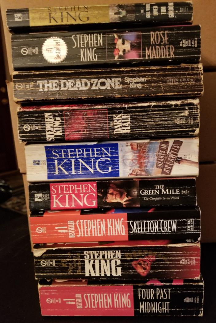 9 Stephen King used paperback books- Dark Half Dead Zone Skeleton Crew #1
