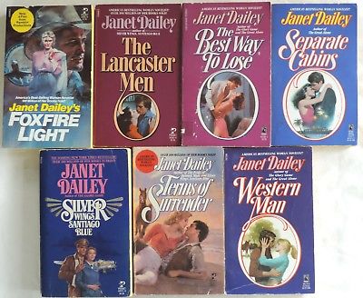 7 Vintage Pocket & Zebra PBs JANET DAILEY Silver Wings,Santiago Blue/Western Man