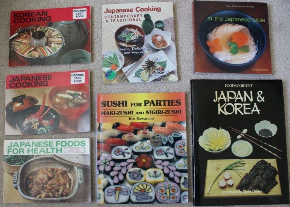 lot 7 Japanese Korean cooking books -cuisine, soup, seafood, baking, fried, Wok
