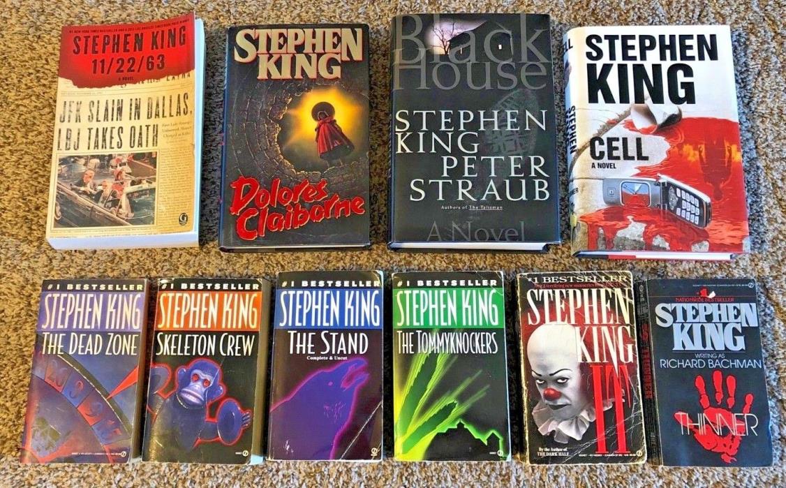 Set of 10 Stephen King Horror Books (Mixed Lot) (IT, The Stand, Tommyknockers)