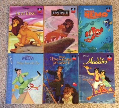 Disney 6 book lot: Lion King, Aladdin, Finding Nemo, Mulan, Treasure Planet