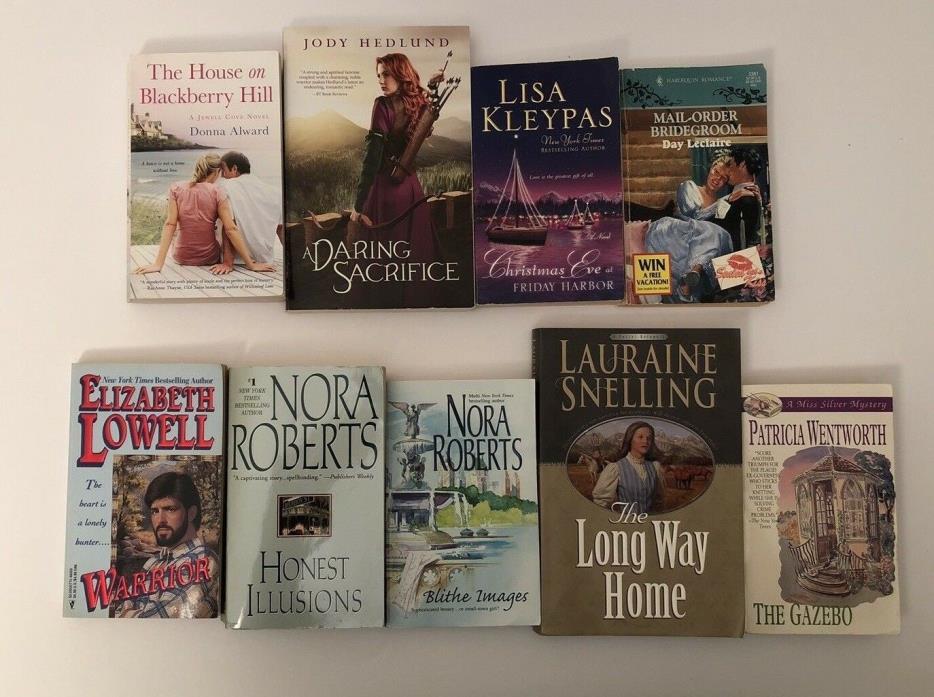 Nine Romance Novels, Paperback, Various Genres.   See List Below