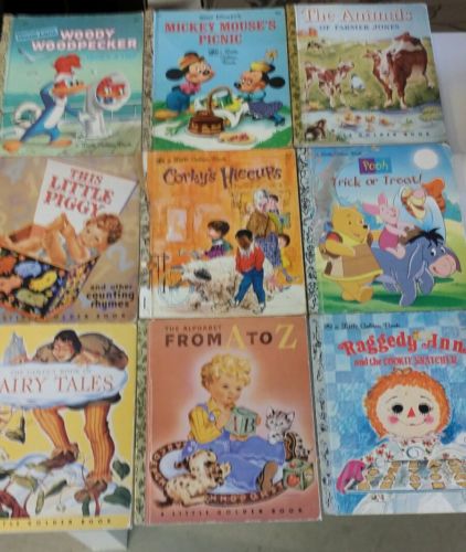 Little golden books lot of 9 . Woody Woodpecker,  Pooh , & more