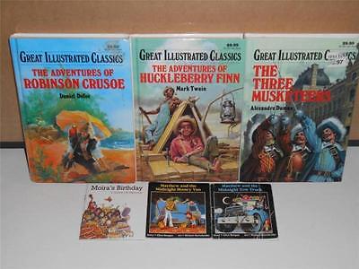 Vintage Lot of 3 Great Illustrated Classics HC Books + 3 Miniature pocket Kids