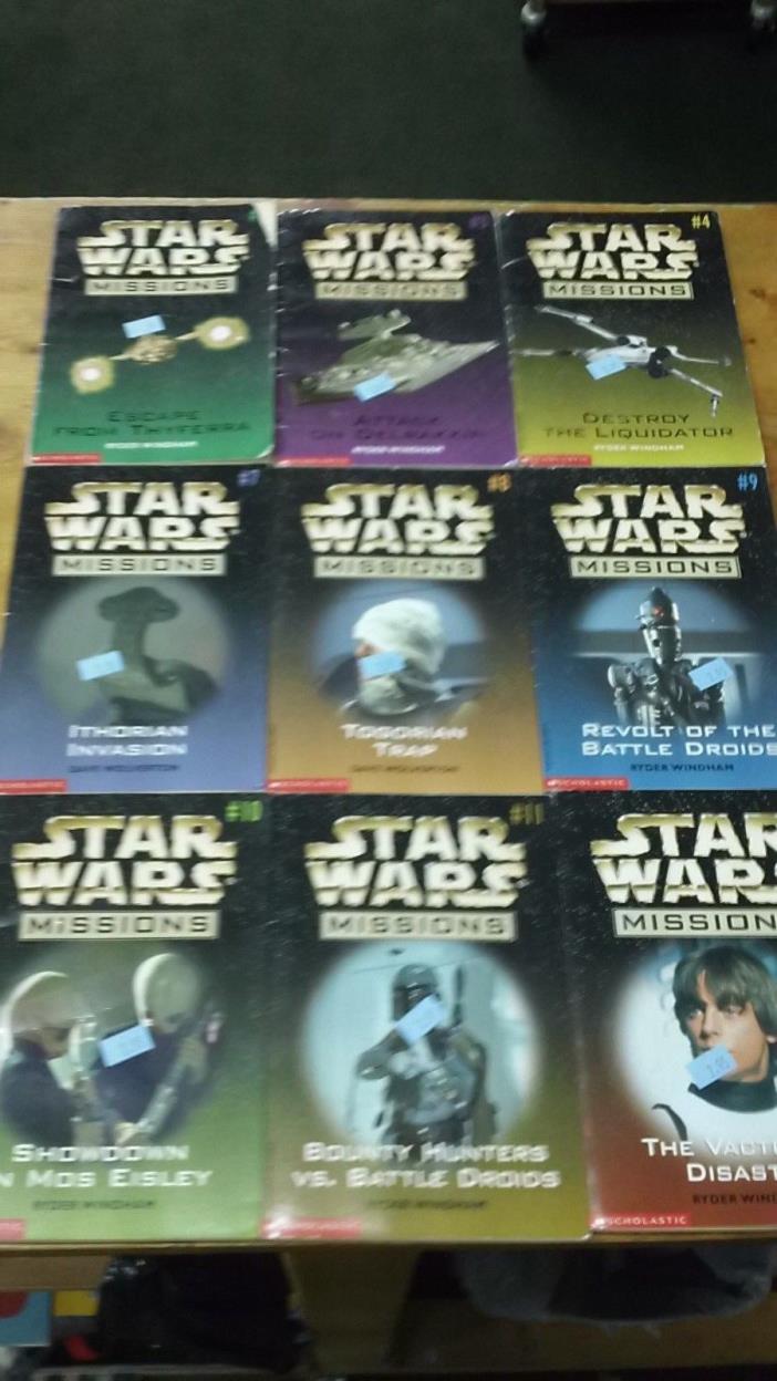 9-Star Wars Missions pb Book Lot!! Ryder Windham!children/kids series-scholastic