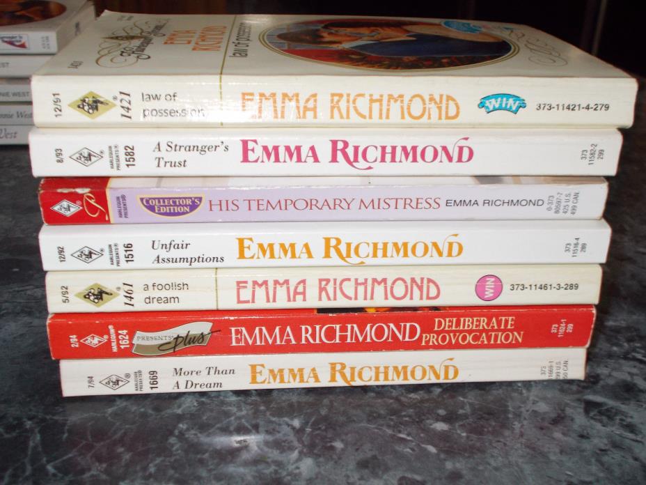 Harlequin Presents Emma Richmond lot of 7 contemporary romance paperbacks