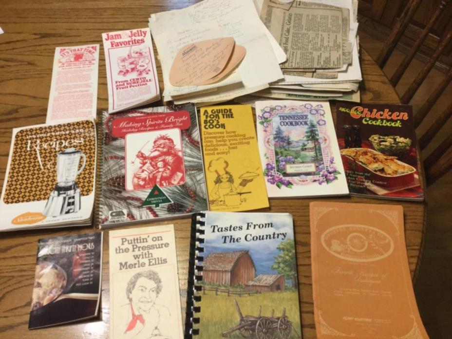 Large Lot of Vintage Recipes Handwritten Typed Clipped Booklets Cookbooks