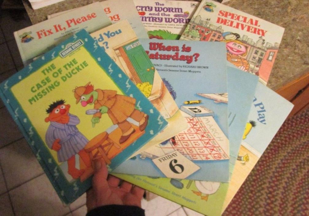 Lot of 9 Sesame Street books - Grover Duckie Big Bird Muppets - LOTFOL