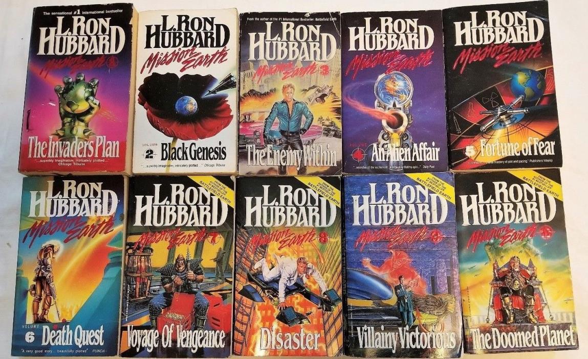 L. Ron Hubbard Mission Earth Complete Series Lot Of 10 MM Paperbacks