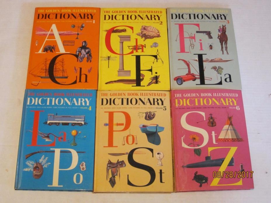 Lot of 6 The Little Golden Book Illustrated Dictionary 6 Volume Set (1961) jk203