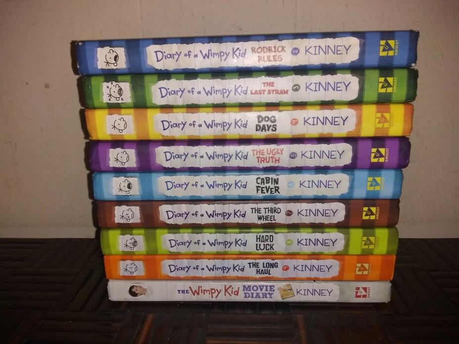 Lot of 9...Diary of a Wimpy Kid books by Jeff Kinney