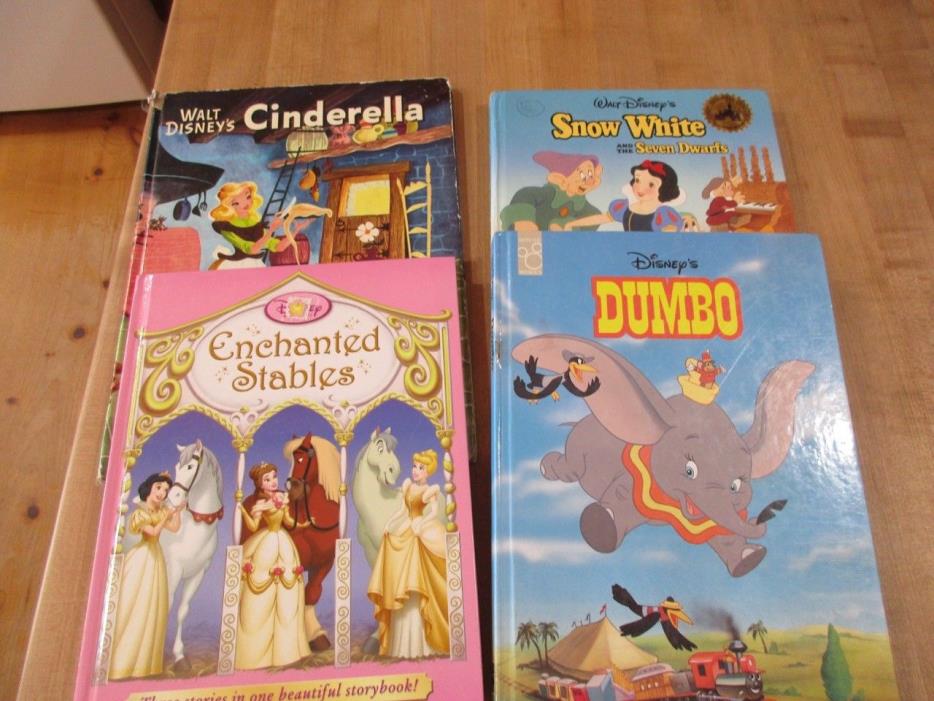 4 Walt Disney larger size Hardcover books Enchanted Stabels Dumbo Cinderella