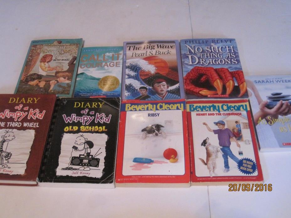 LOT of 9 Kids chapter books 5th 5 Grade AR Reading Beverly Cleary &Wimpy Kid i1