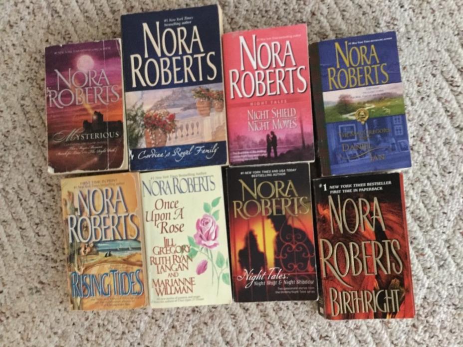 Eight (8) Nora Roberts Softcover Books, Used