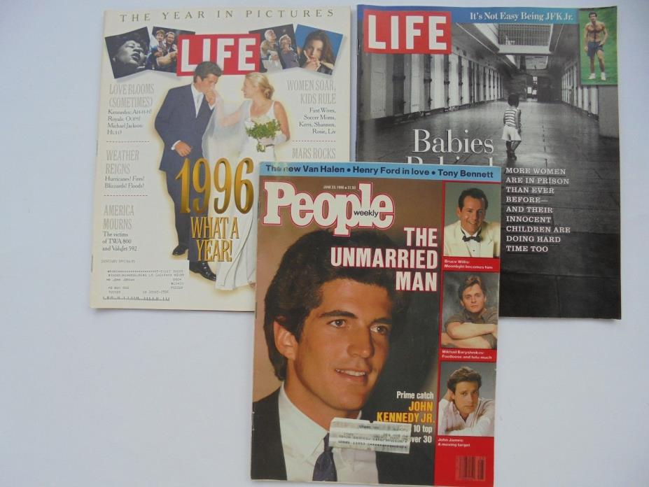 3 Lot Vintage Magazine Life People Weekly JFK Jr John Unmarried Man Kennedy VGC