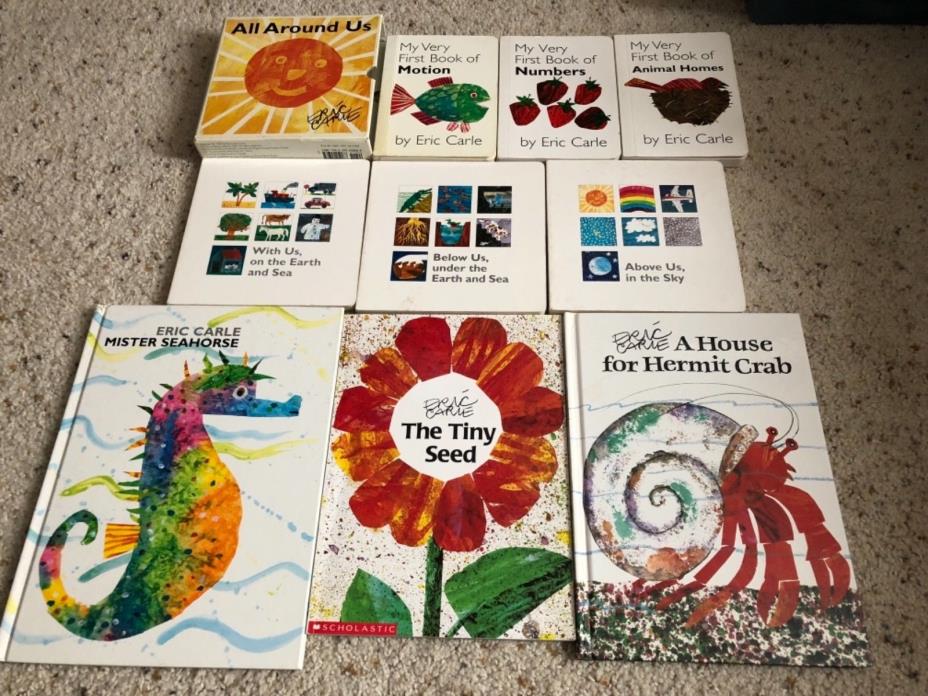 Huge lot Eric Carle books Seed Crab Seahorse World Motion Animal Numbers ++