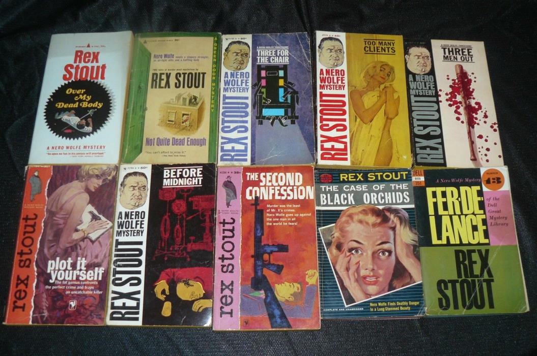 Lot of 10 Vintage Rex Stout Paperback Books Nero Wolfe Detective Stories Novels