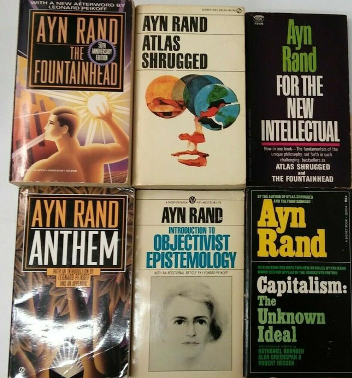 Lot of 7 Ayn Rand pb~Objectivist Epistemology~Capitalism~New Intellectual~Founta