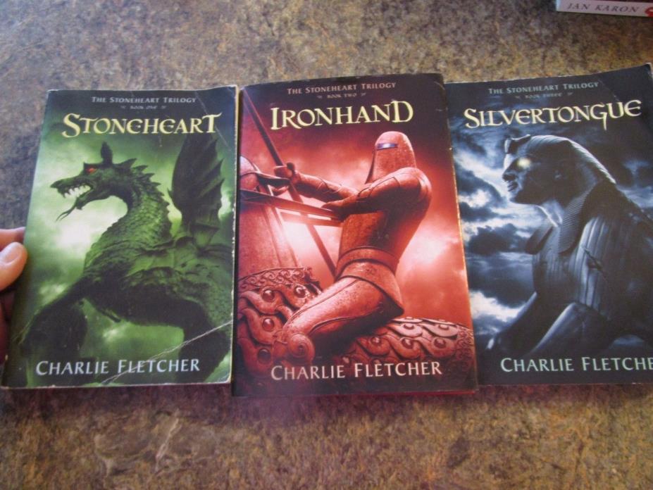 Lot of 3 books by Charlie Fletcher Stoneheart Ironhand Silvertongue - FOLLOT