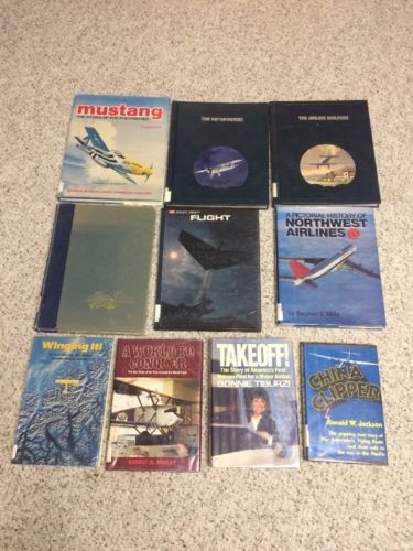 AIRPLANE airline FLIGHT plane 10 USED book lot LIFE Ex-library MUSTANG northwest