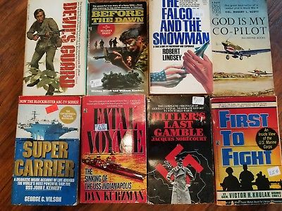 Lot of 8 True nonfiction, War, Military books, paperbacks