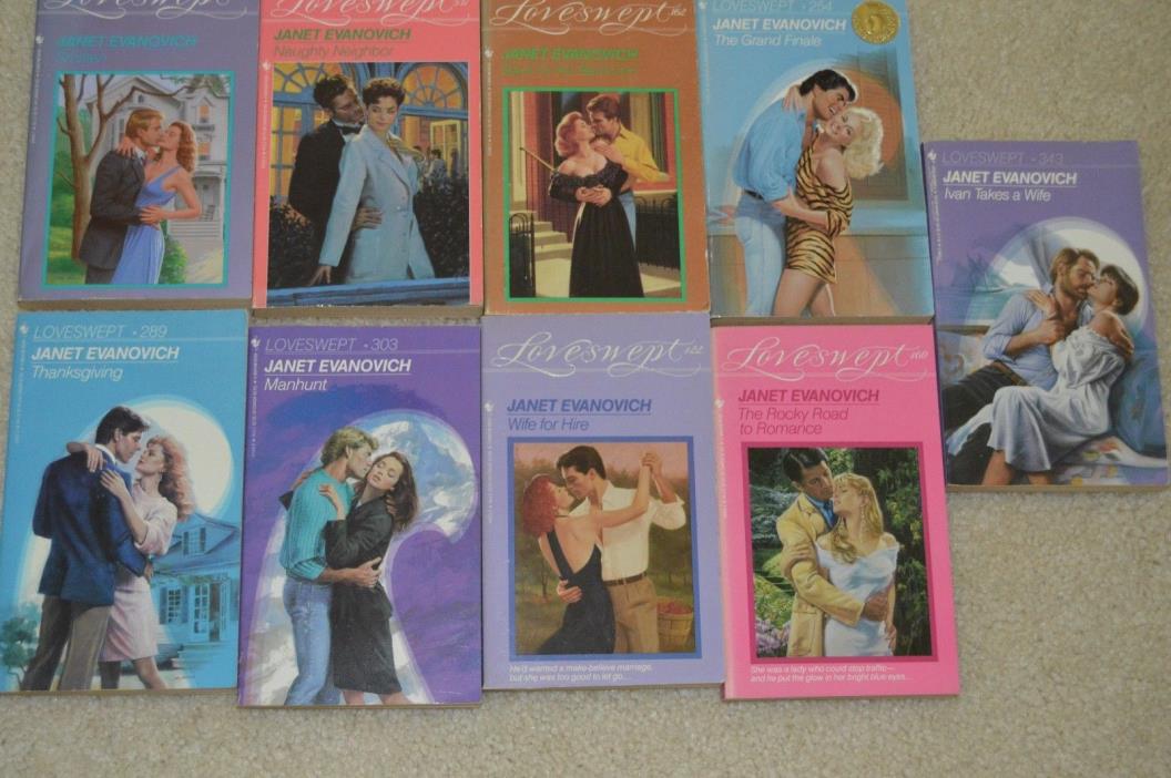 9 Janet Evanovich early edition Loveswept romance paperbacks very nice condition