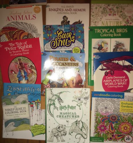 9 Coloring Book Lot Books Adult / Non Fiction Nature Meditation Dover Press