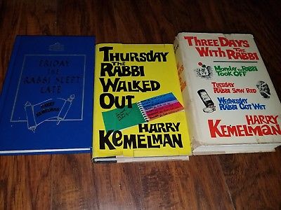 Lot of 3 Harry Kemelman hardcovers, Three Days with the Rabbi, Thursday Rabbi