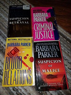 Lot of 4 Barbara Parker paperbacks, Suspicion of Malice, Blood Relations, Crimin