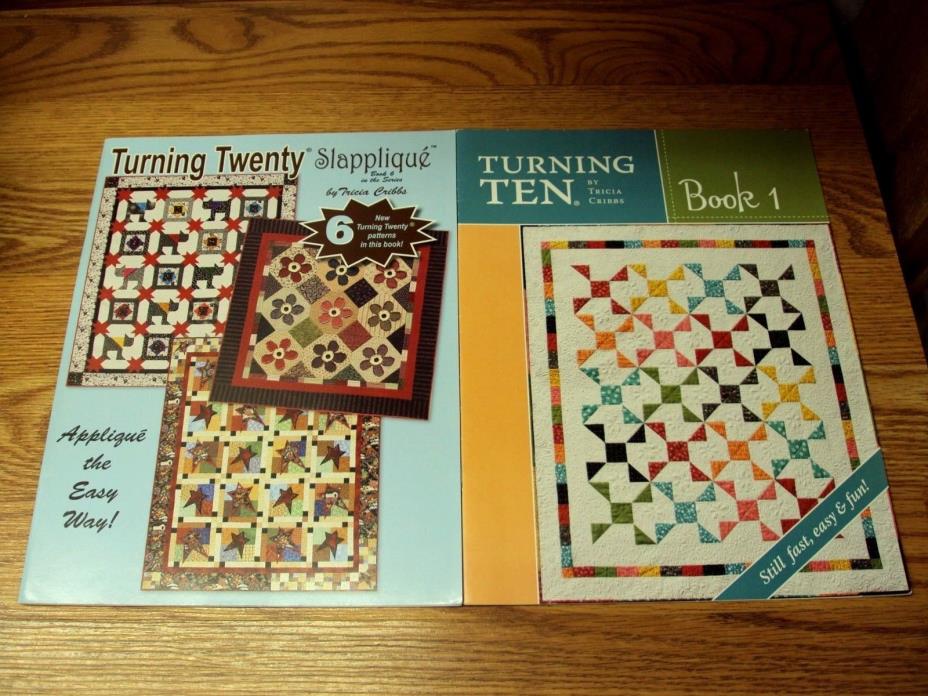 Lot/2 TRICIA CRIBBS Quilt Quilting Books TURNING TEN BOOK 1 / TWENTY BOOK 6